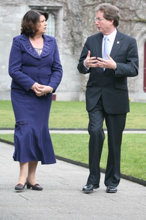 Maire Geoghegan Quinn and Dr Jim Browne President NUIG